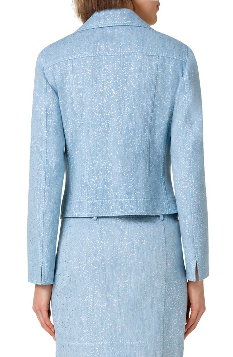 Akris punto Sparkle Cotton Stretch Denim Zip Jacket, Alternate, color, 