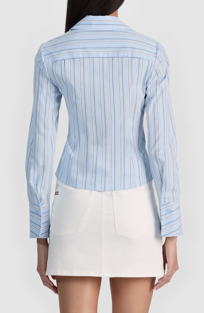 Alice + Olivia Freya Stripe Button-Up Top, Alternate, color, Blue Multi