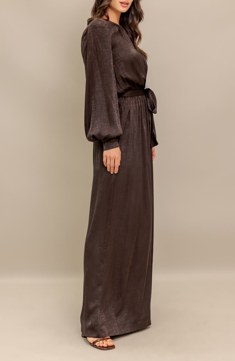 FLYING TOMATO Woven Long Sleeve Jumpsuit, Alternate, color, Brown