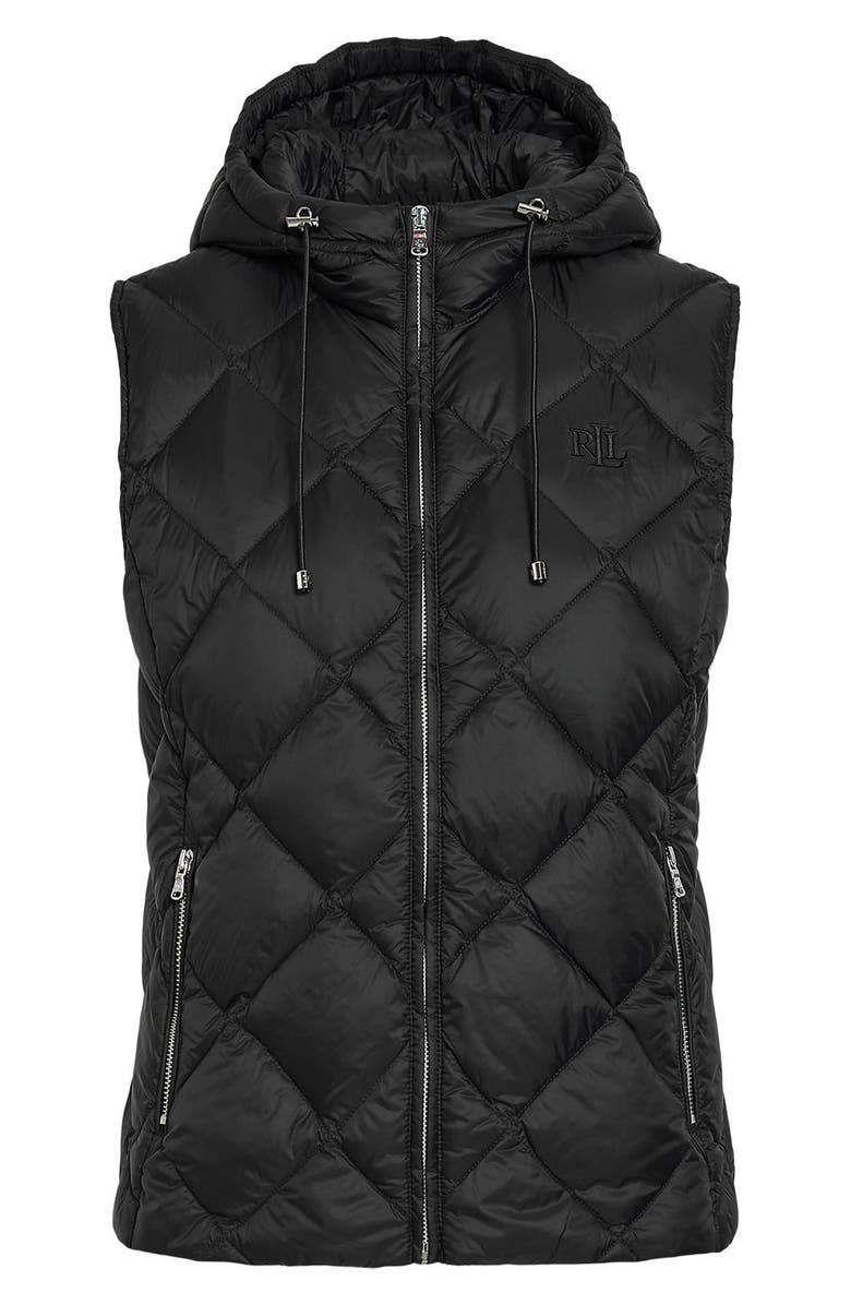 Lauren Ralph Lauren Monogram Hooded Quilted Down Puffer Vest, Main, color, 