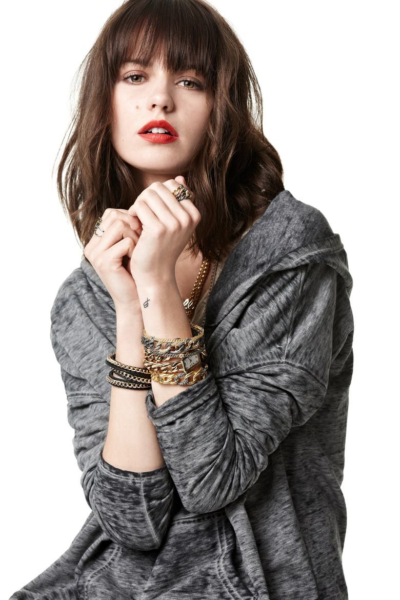 Double Wrap Chain Bracelet Watch, 19mm x 29mm, Alternate, color, GOLD