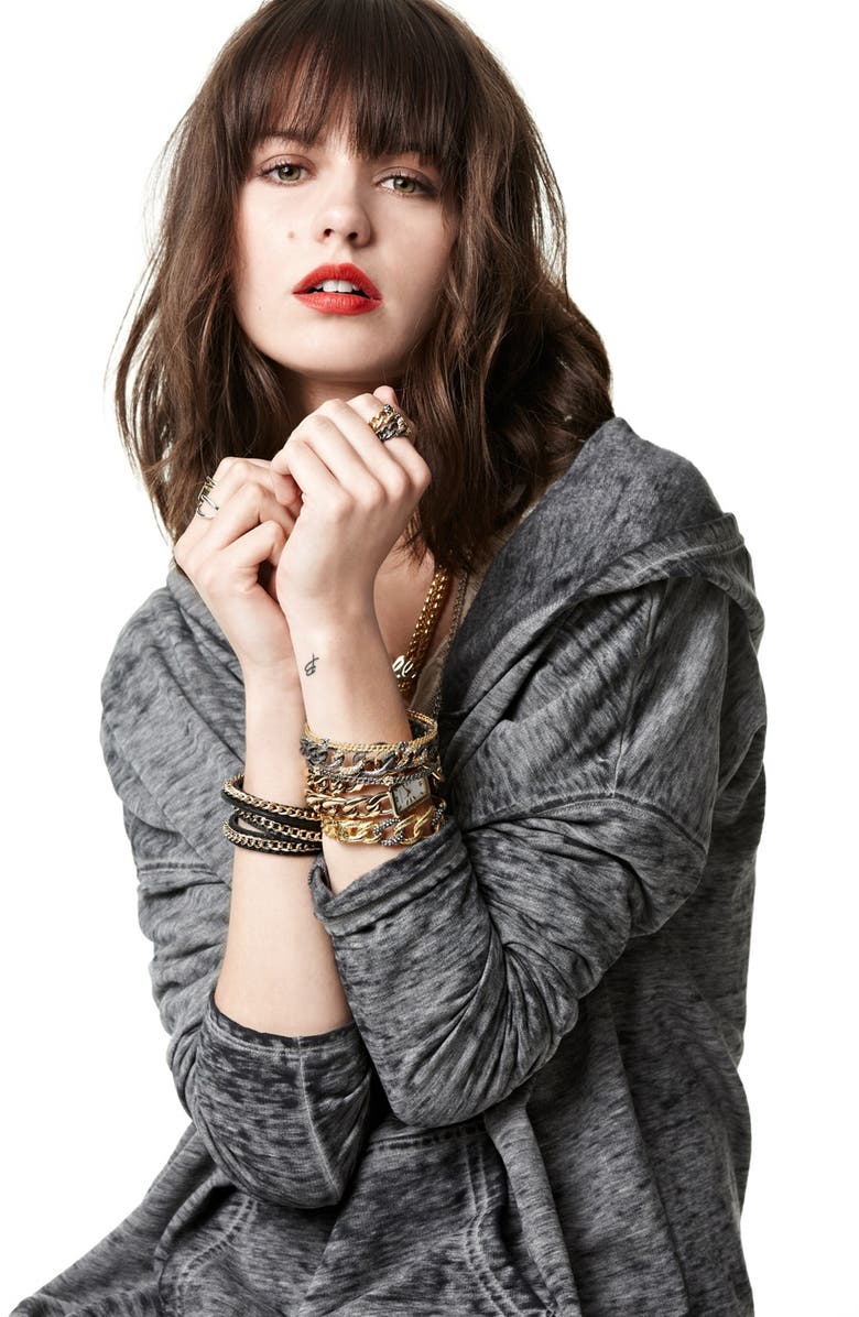 Anne Klein Double Wrap Chain Bracelet Watch, 19mm x 29mm, Alternate, color,