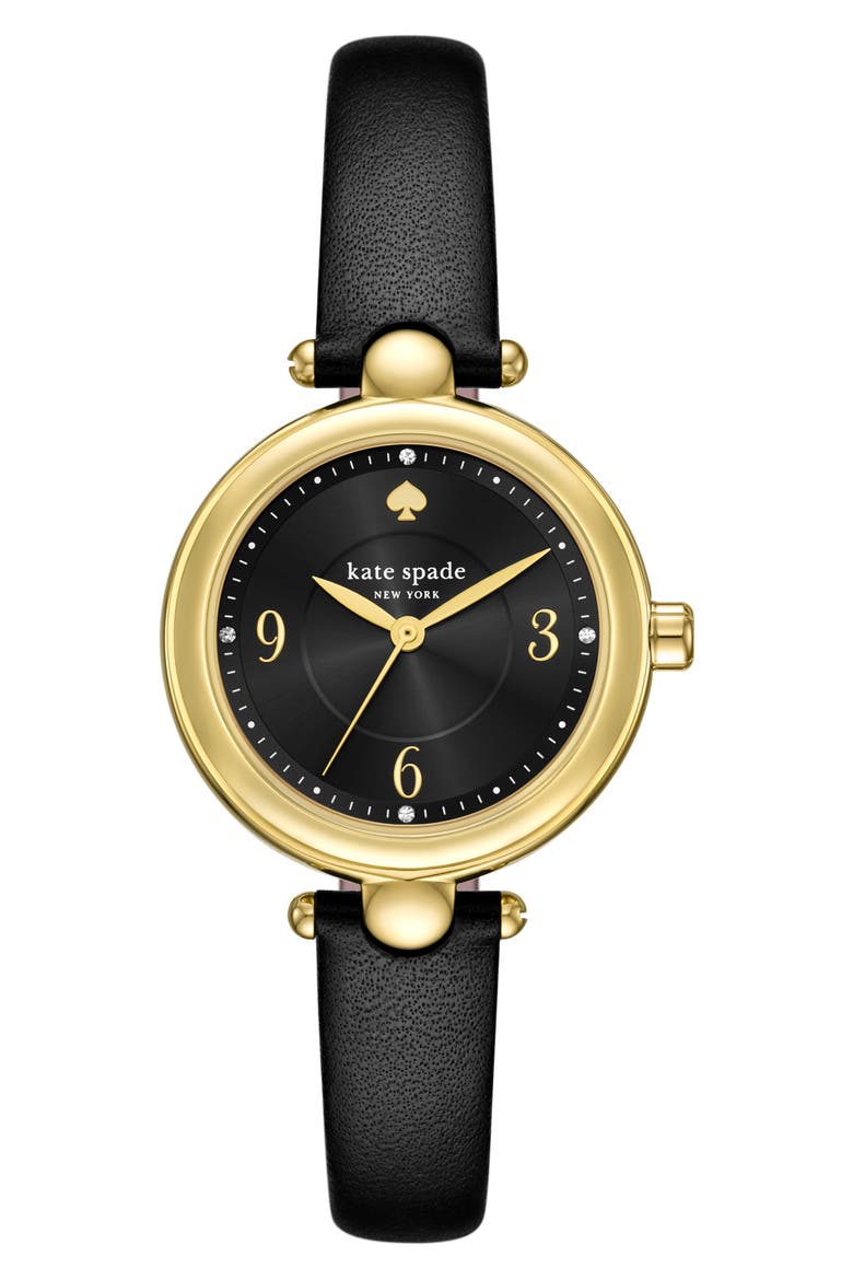 gracie leather strap watch, 32mm, Main, color, GOLD