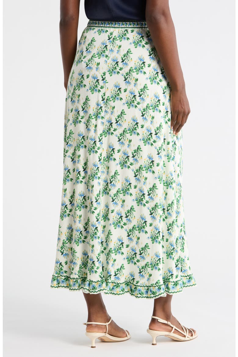 Floral Pull-On Maxi Skirt, Alternate, color, CREAM/ BLUE MED BLOOMS