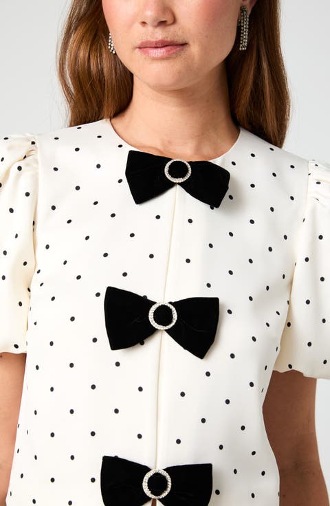 Maelys Polka Dot Stretch Satin Top