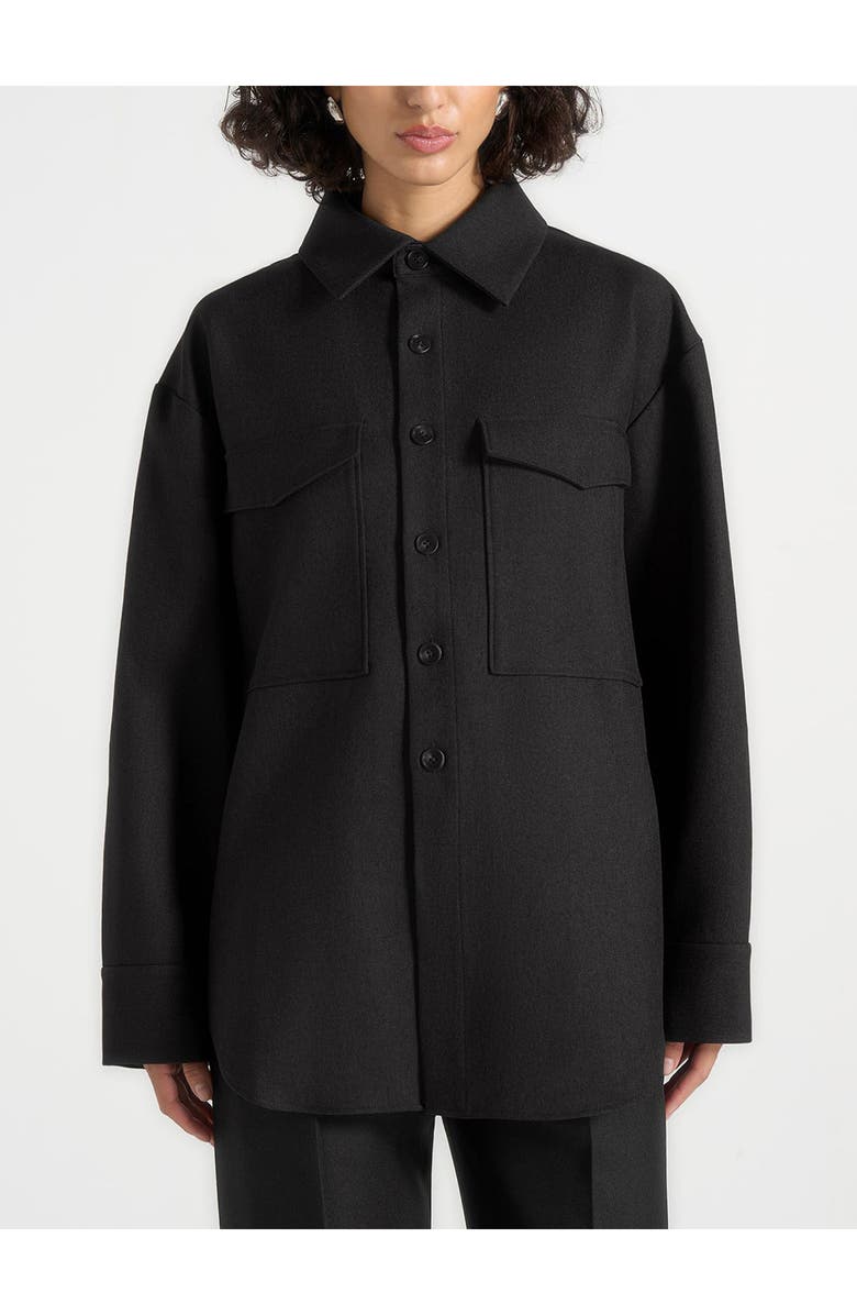 Manière De Voir Joy Tailored Oversized Shirt, Main, color, Black