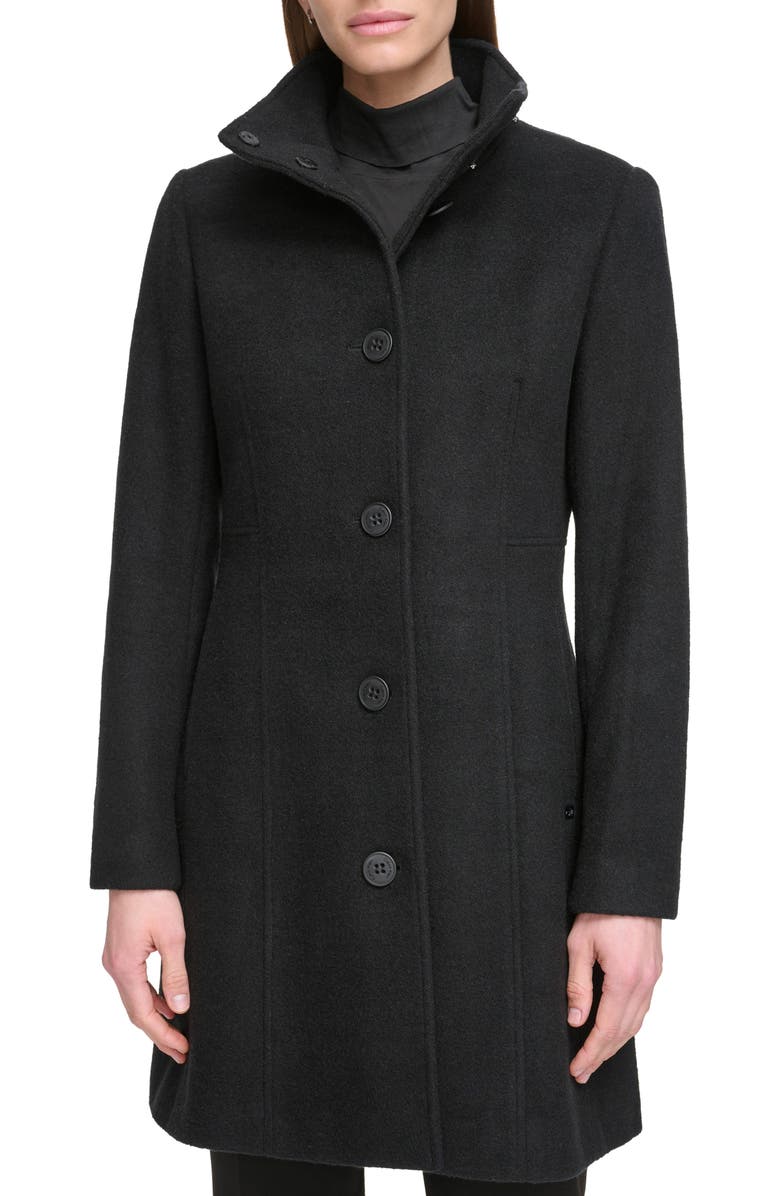 Calvin Klein Stand Collar Felted Coat, Main, color, 