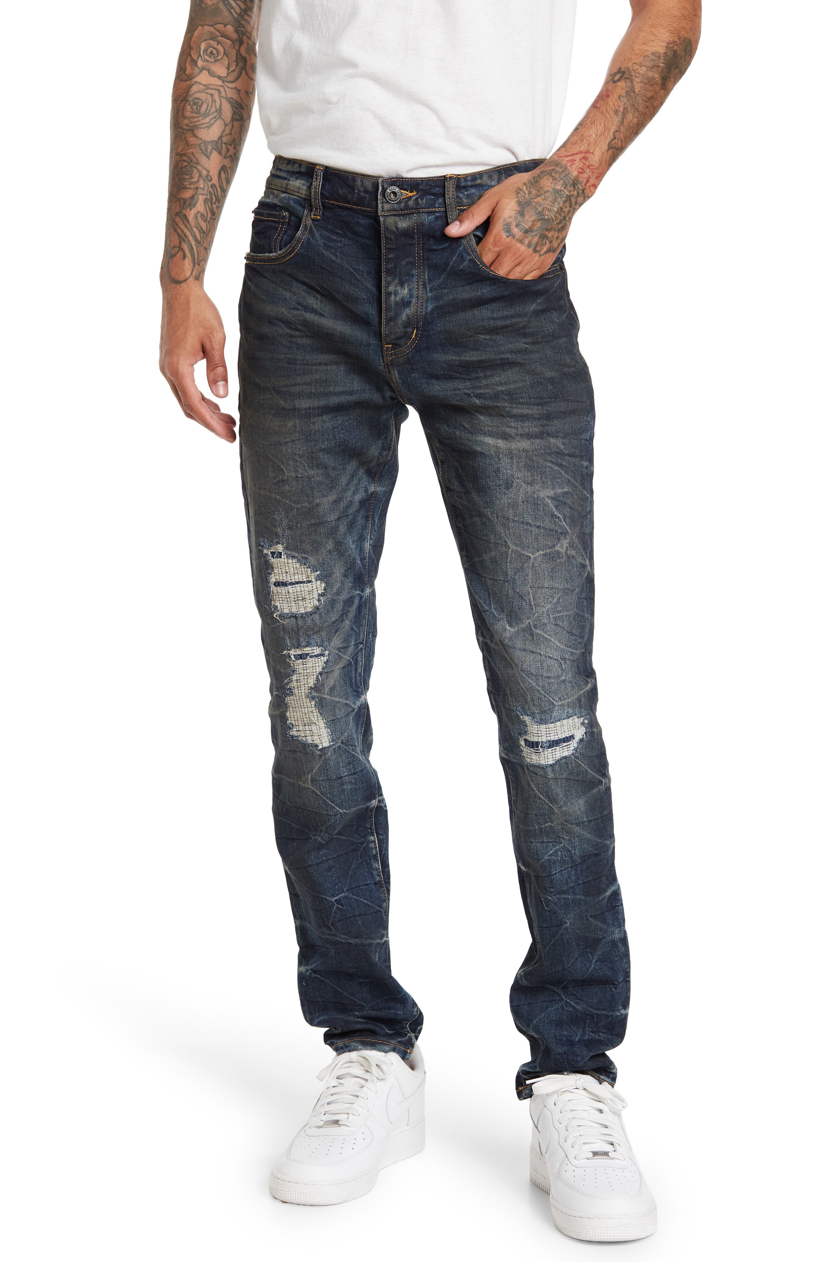 NEON DENIM BRAND Sid Rip & Repair Slim Leg Jeans (Men) | Nordstromrack