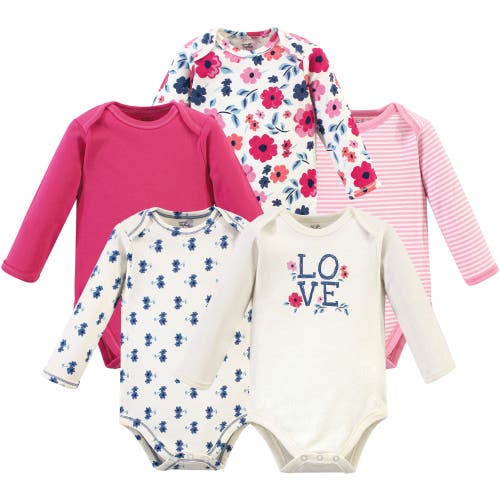 Touched By Nature Little Soft Organic Cotton Long-sleeve One-piece Essentials In Pink