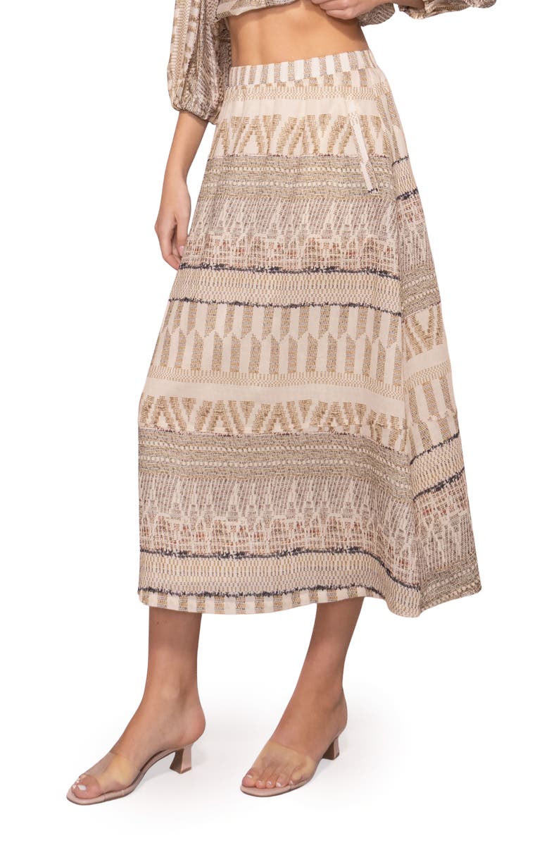 MELLODAY Print Midi Skirt, Alternate, color, Blush Multi