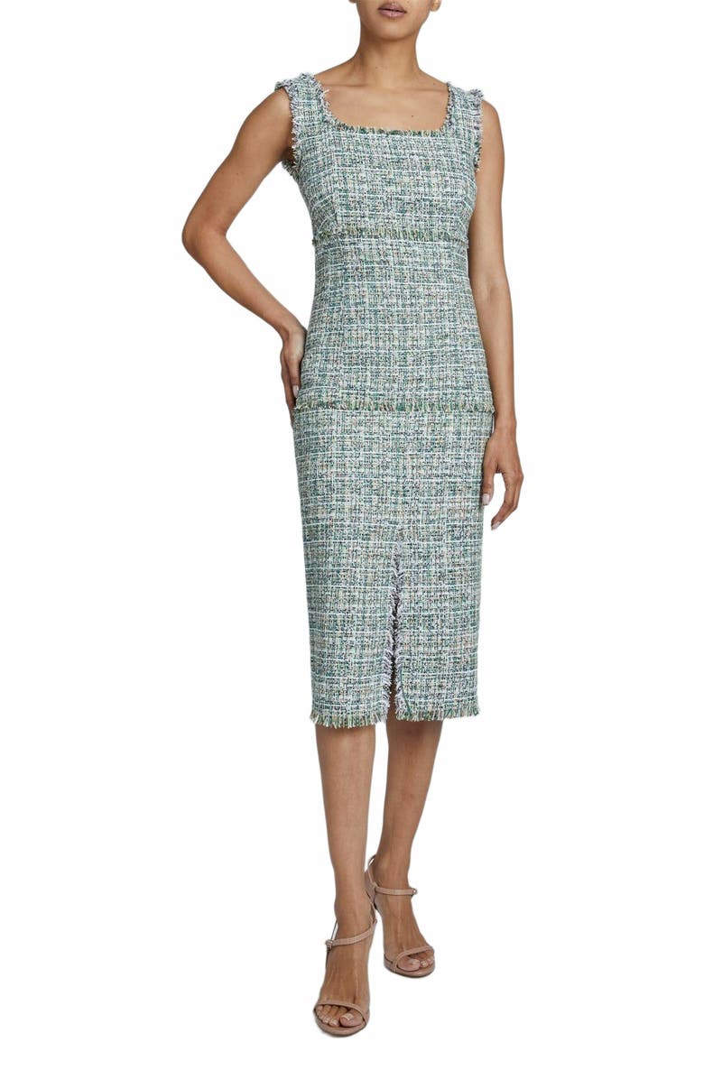 Santorelli FAYE Sleeveless Sheath Dress in Luxury Tweed, Alternate, color, 