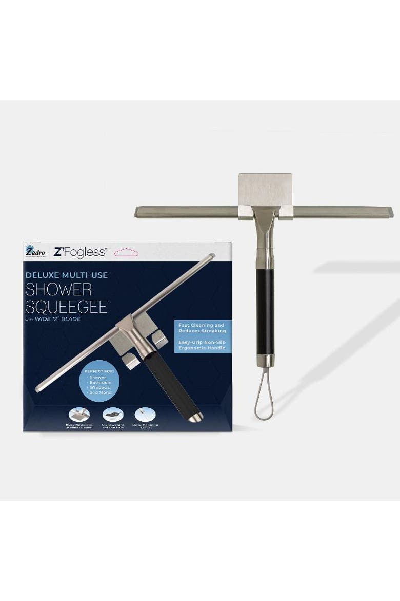 12-Inch Shower Squeegee with Silicone Blade & Wall Mounting Bracket, Alternate, color, Clear Acrylic