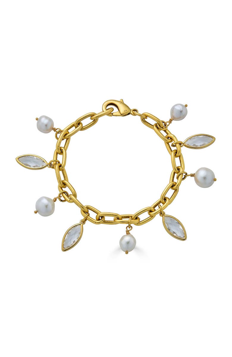 Loni Paul Jewelry Marquise & Pearl Bracelet, Main, color, Gold