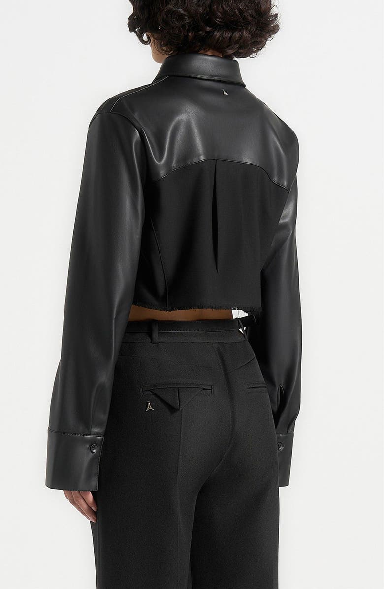 Manière De Voir Bernadette Leather Contrast Cropped Shirt, Alternate, color, 