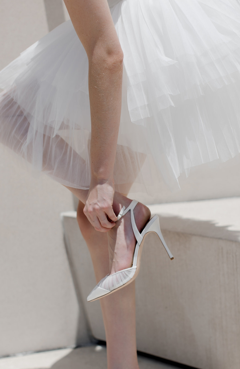 HARLO Chantelle Tulle Bridal Point, Alternate, color, Soft White Satin