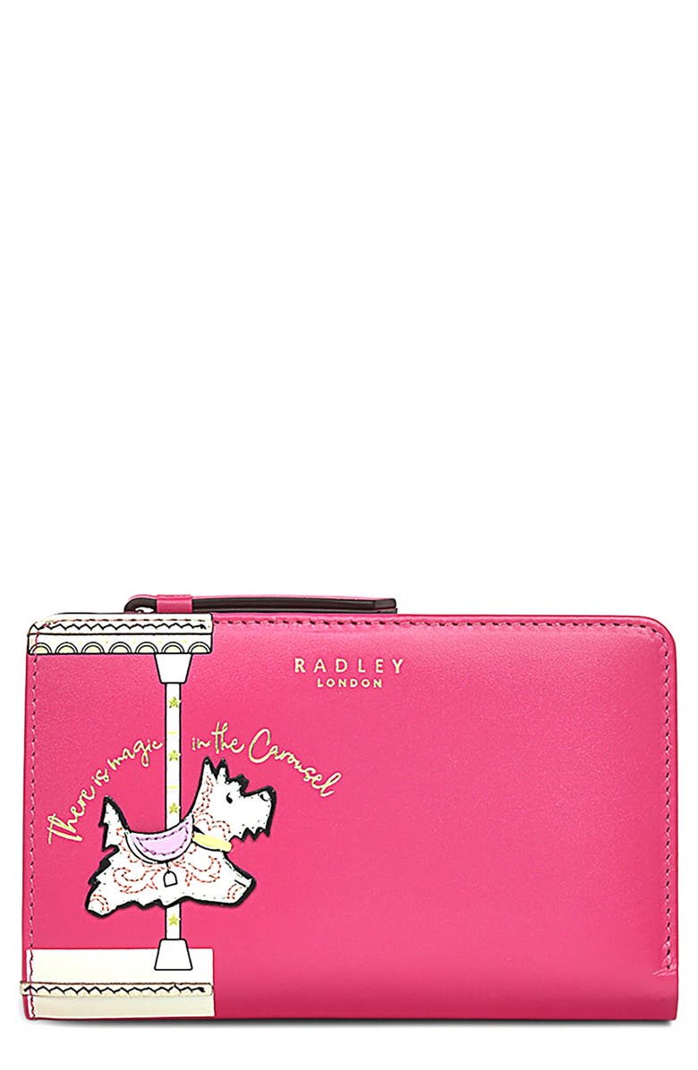 Radley Magic Carousel Medium Leather Bifold Wallet, Main, color, Coulis