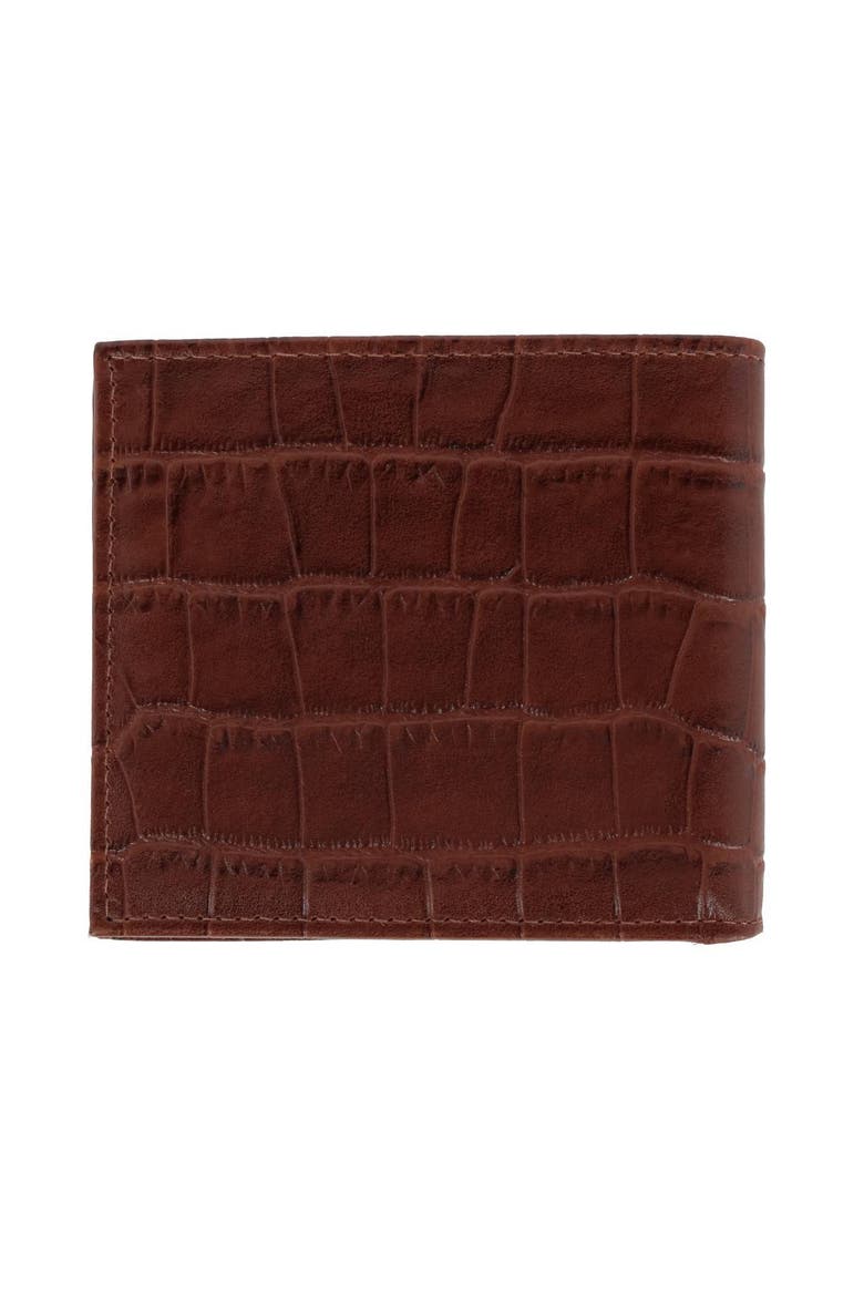 Esteban Croco Embossed Leather 8 Slot Bi-fold Wallet, Alternate, color, Brown