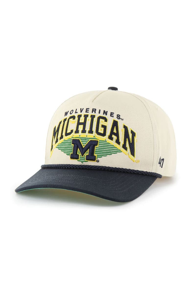 '47 Men's '47 Natural Michigan Wolverines Pomona Two-Tone Rope Hitch Adjustable Hat, Main, color,