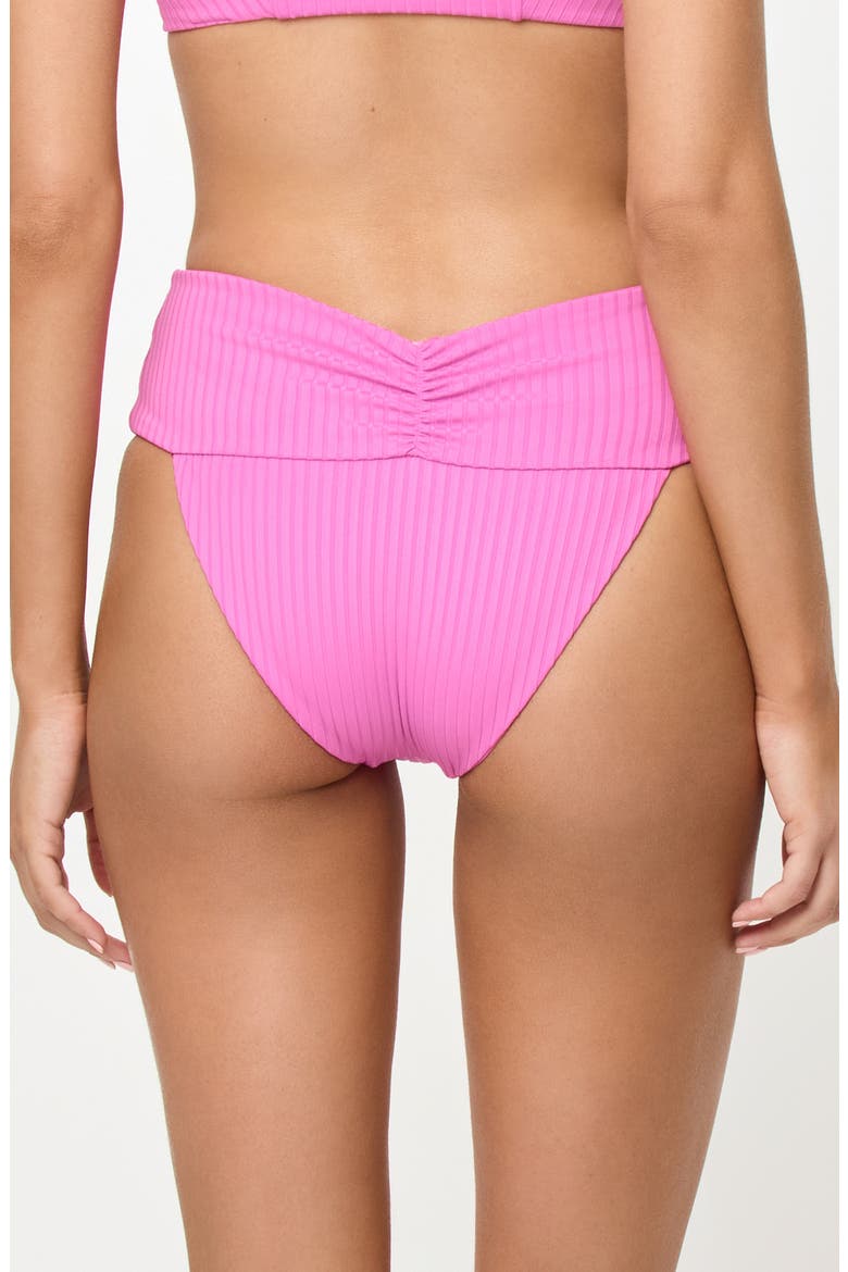 Bardot Ruched Rib Bikini Bottoms, Alternate, color, SWEETHEART