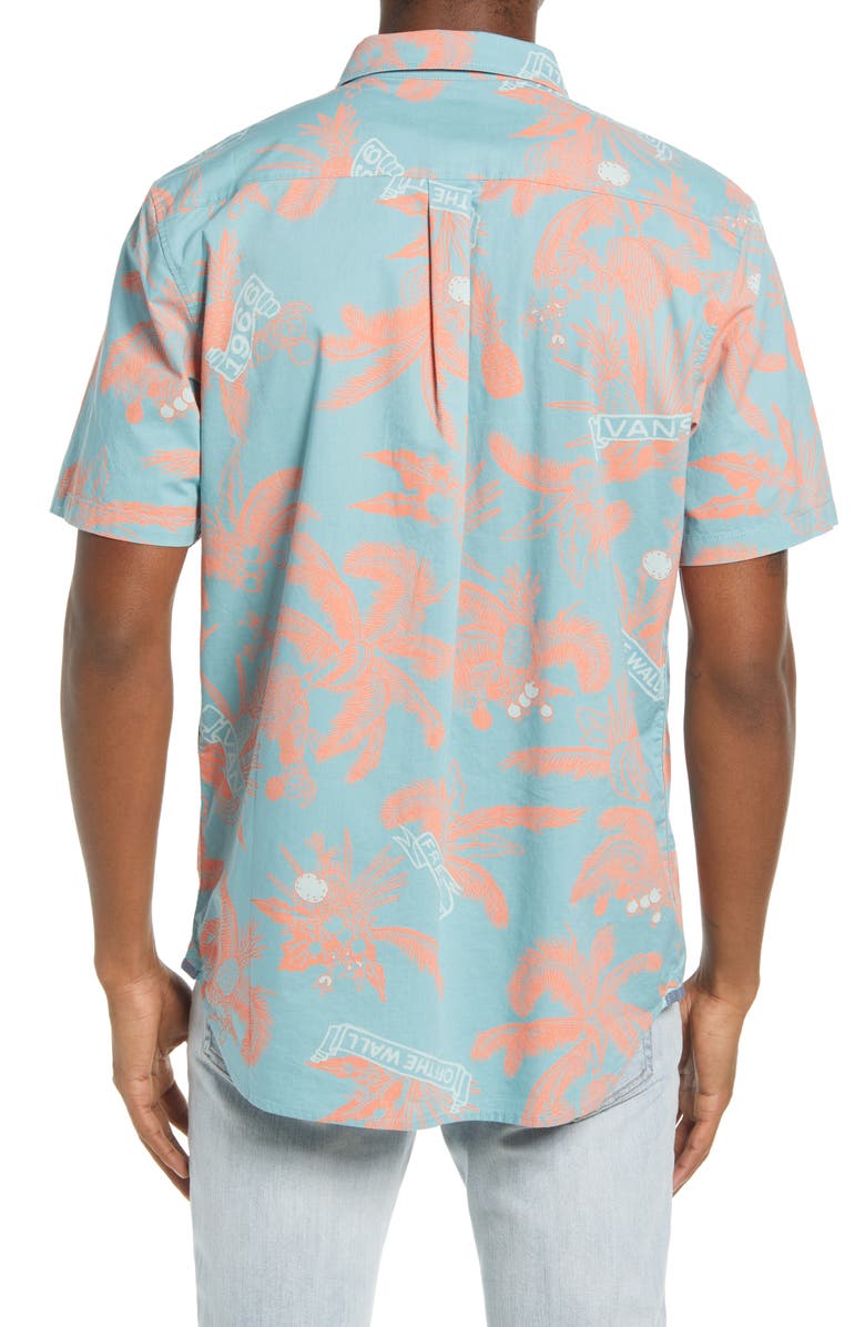 Vans Market Print Short Sleeve Button-Up Shirt, Alternate, color, 