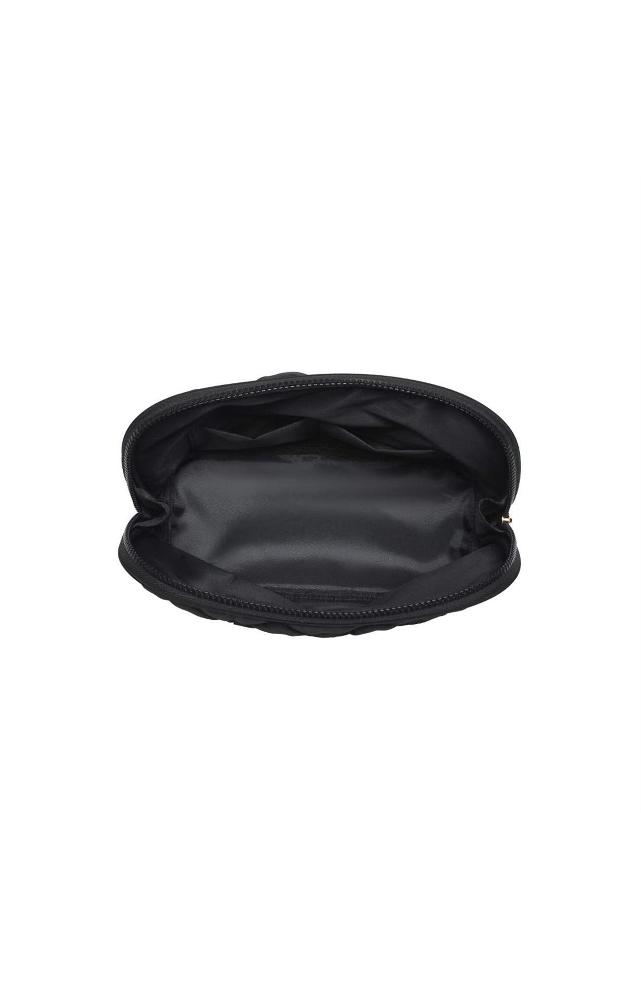 Cloud Kiss - Quilted Puffer Nylon Cosmetic & Travel Organizer Dome Pouch, Alternate, color, Black