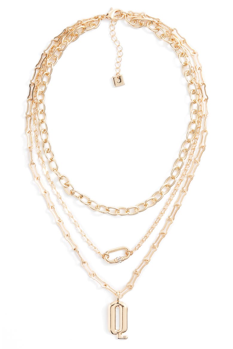 Initial Layered Necklace, Main, color, GOLD- Q