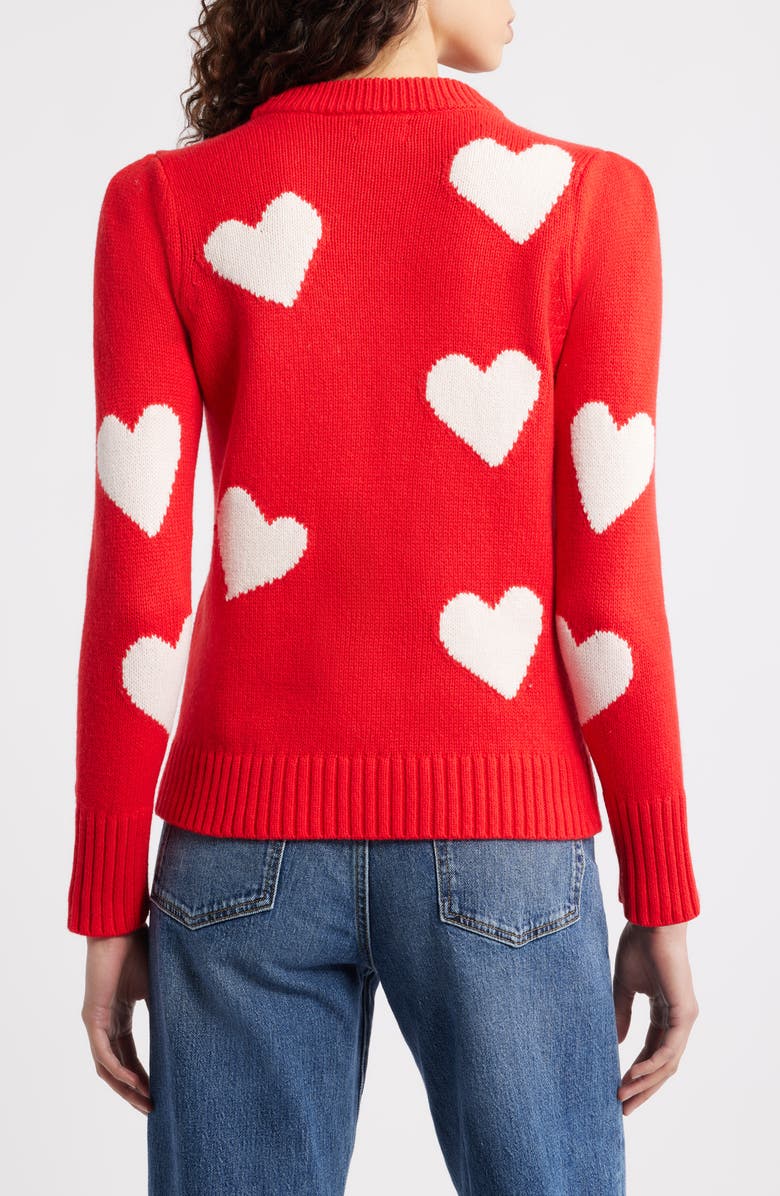 Caslon<sup>®</sup> Intarsia Heart Sweater, Alternate, color, Red Goji- Pink Fresco Heart