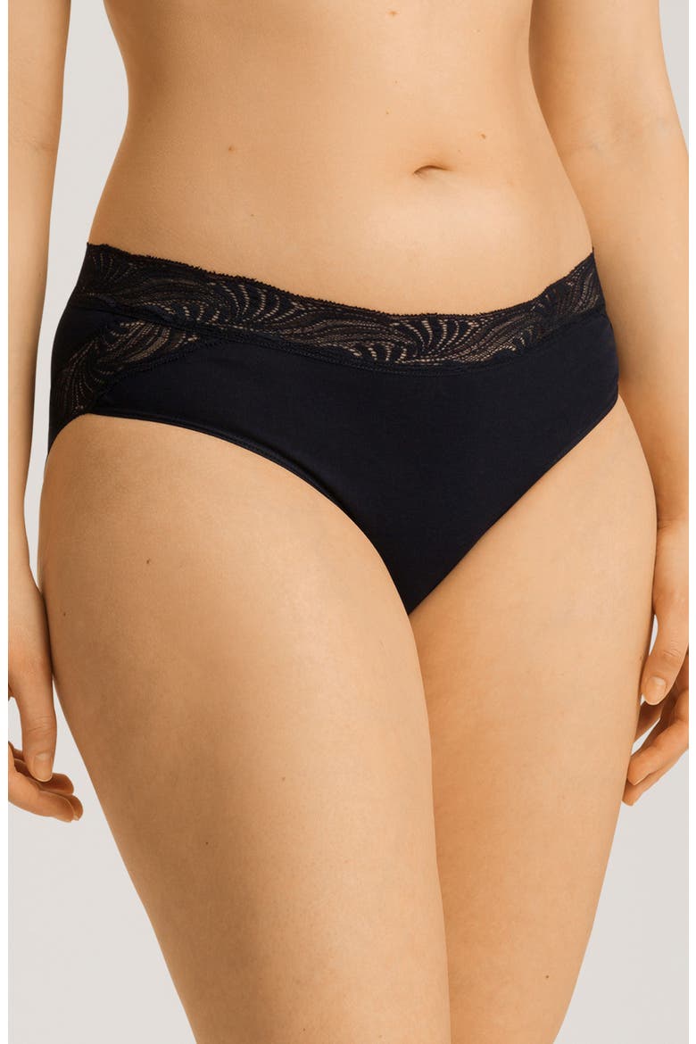 Cotton Delight Lace Trim High Cut Briefs, Main, color, BLACK