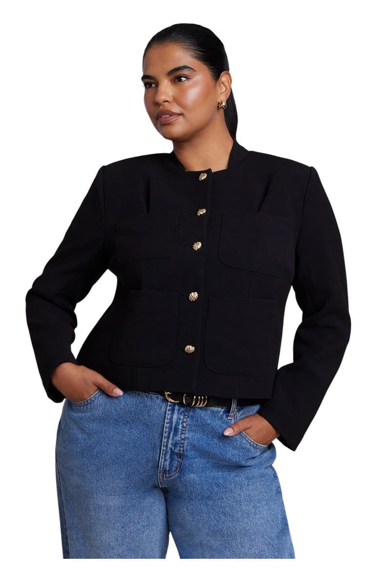 Patch Pocket Tailored Jacket (plus), Main, color, BLACK ONYX