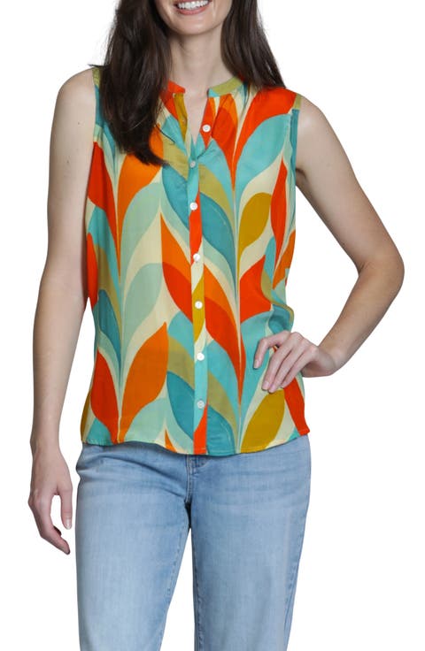 Sleeveless Button-Up Shirt