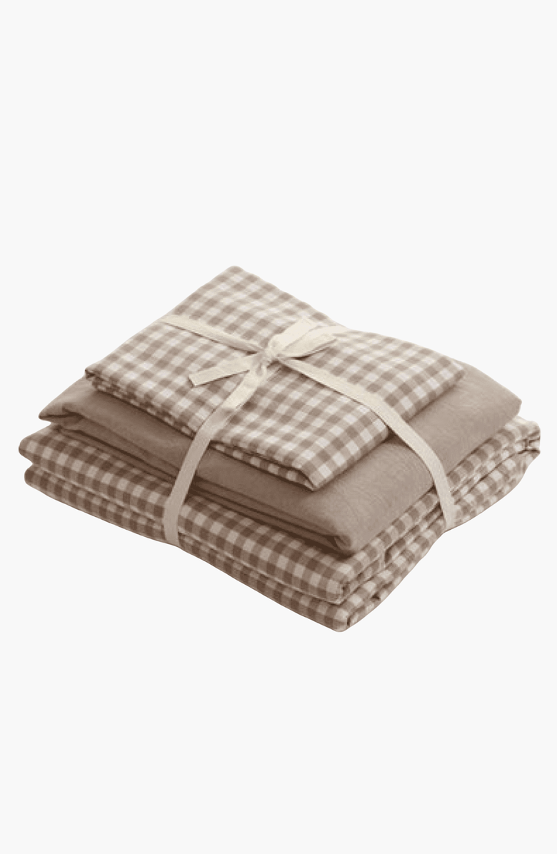 Ever Lasting Gingham Bedding Set, Main, color, Brown Gingham, Fitted