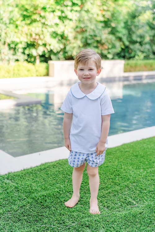 Lila And Hayes Field Boys' Woven Short Set In Sailing Away