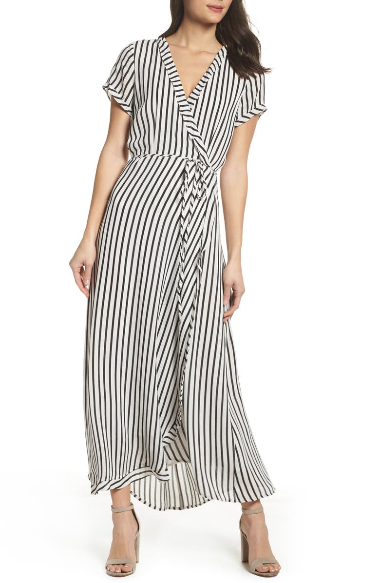 Bardot Adie Stripe Midi Wrap Dress, Alternate, color,