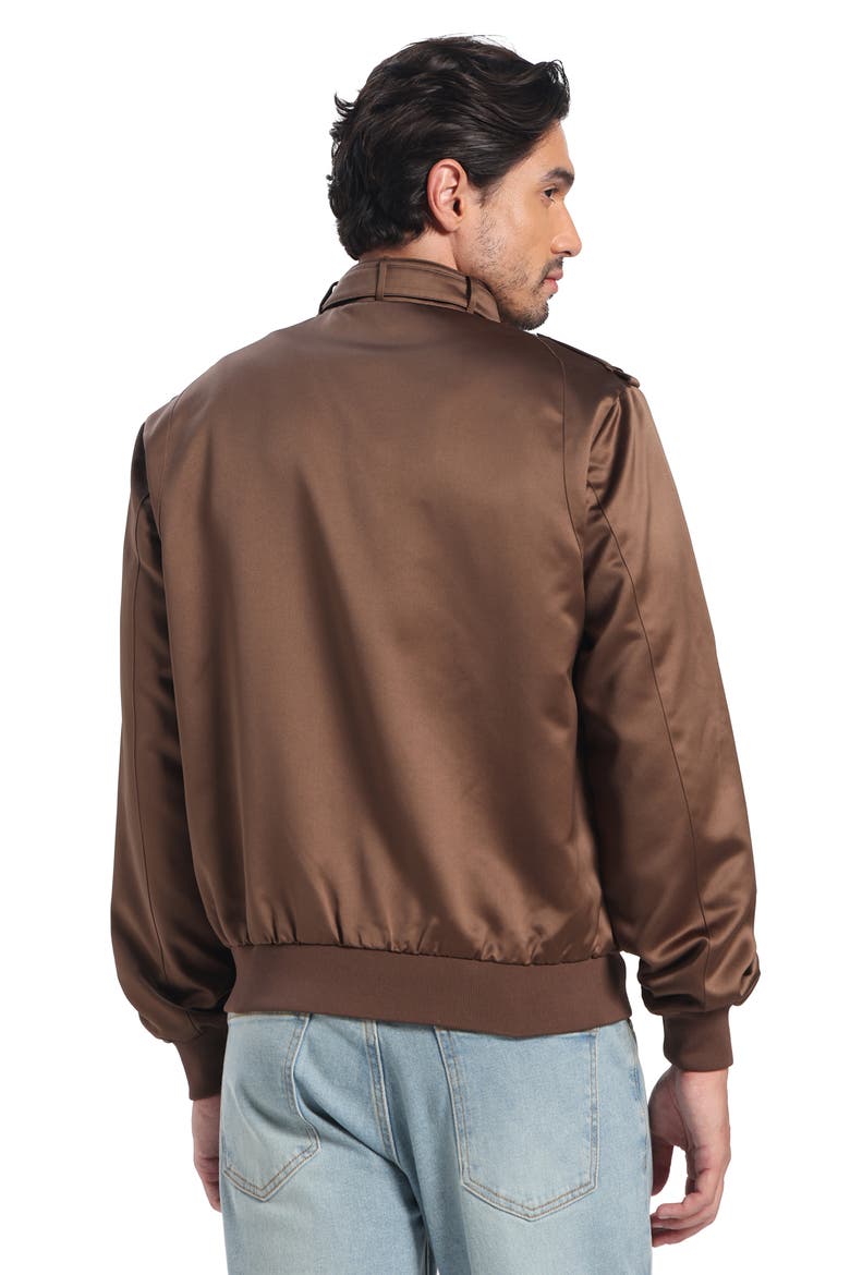 Men's Classic Satin Iconic Racer Jacket, Alternate, color, Brown