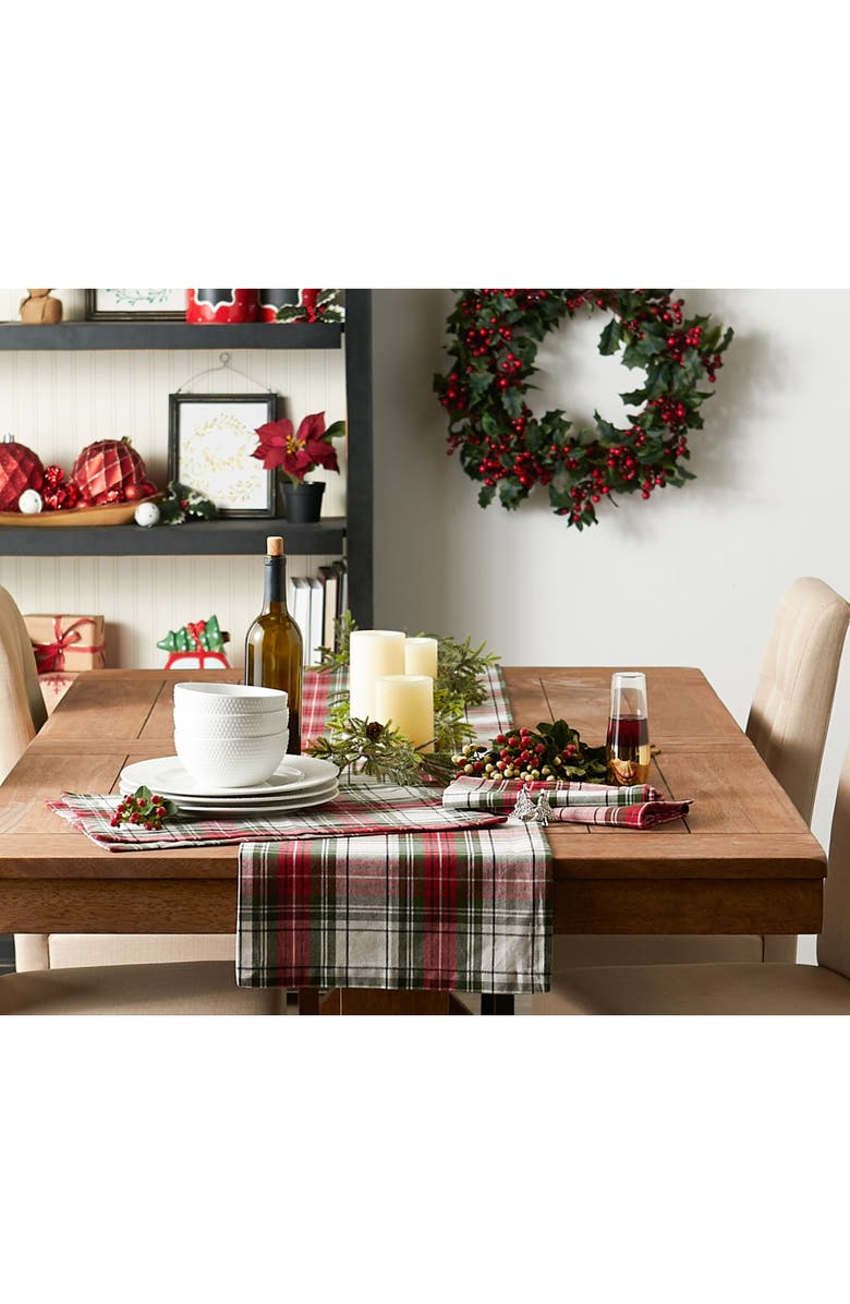 Design Imports Christmas Plaid Cotton Table Runner, Alternate, color, Christmas Plaid