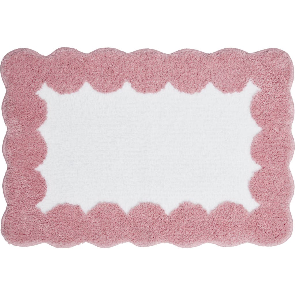 Vcny Home Scalloped Edge Tufted Bath Mat In Pink