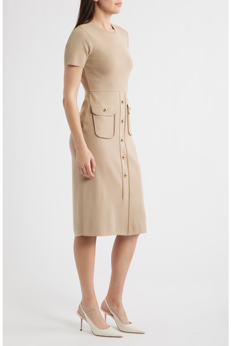 Fitted Midi Sweater Dress, Alternate, color, OATMEAL