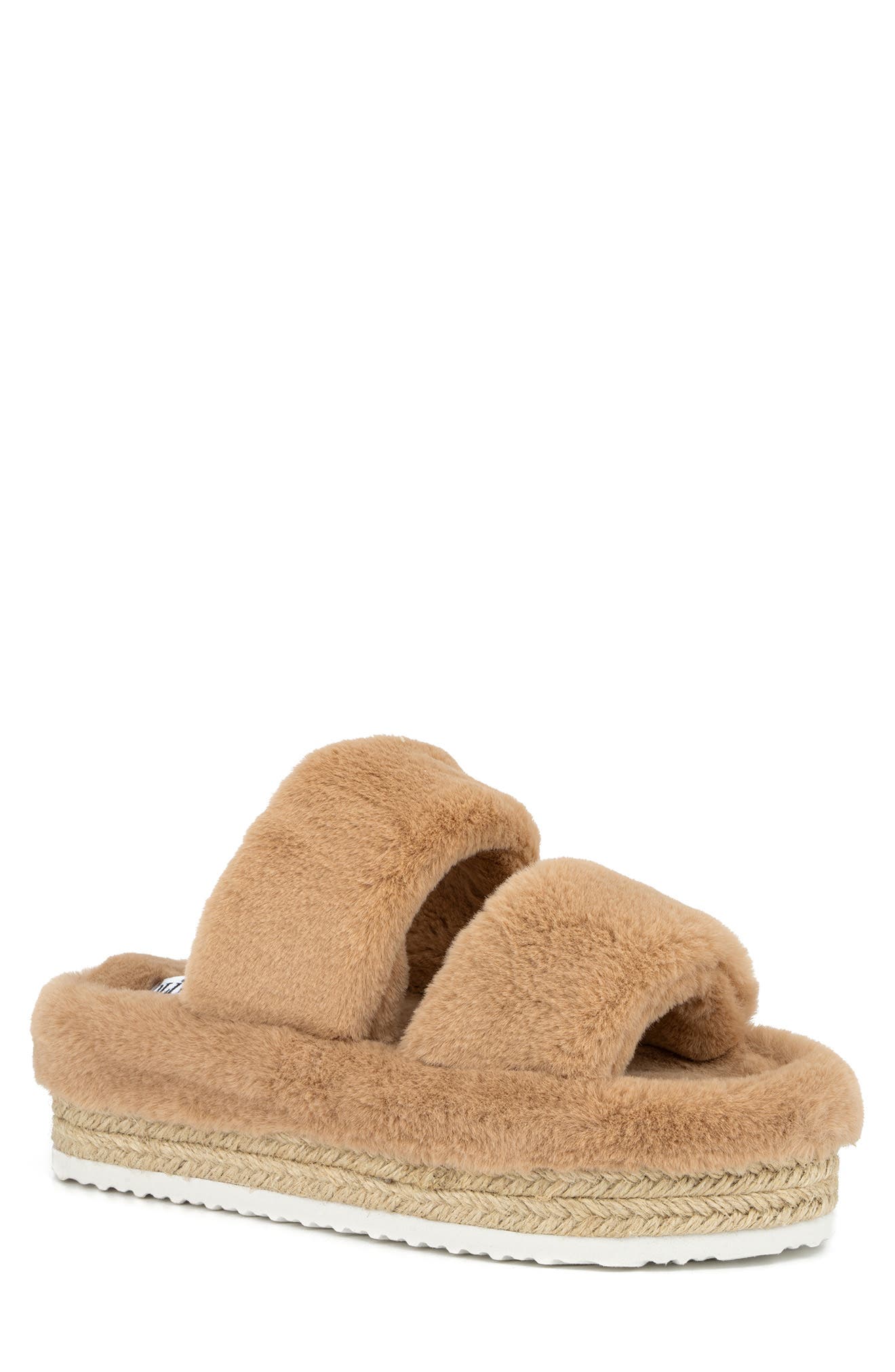 OLIVIA MILLER Ortona Faux Fur Platform Sandal, Main, color, 