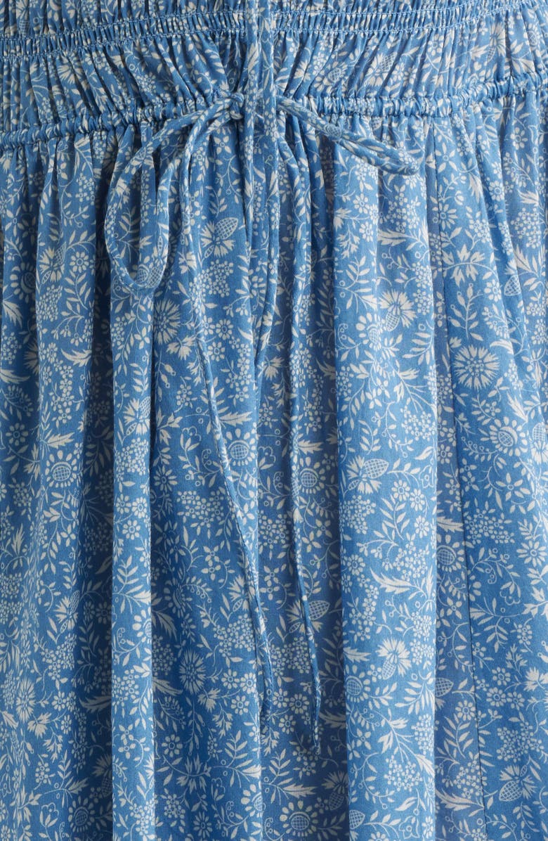 DÔEN Ditsy Floral Organic Cotton Smocked Midi Dress, Alternate, color, Blue Garden Bloom