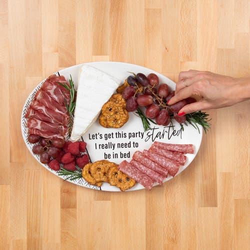 Totalee Gift Party Started Platter Ceramic White In Multi