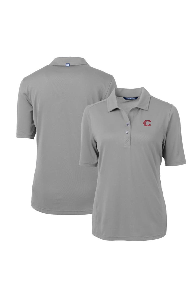 Cutter & Buck Women's Cutter & Buck Gray Cincinnati Reds City Connect Virtue Eco Pique Recycled Polo, Main, color, 