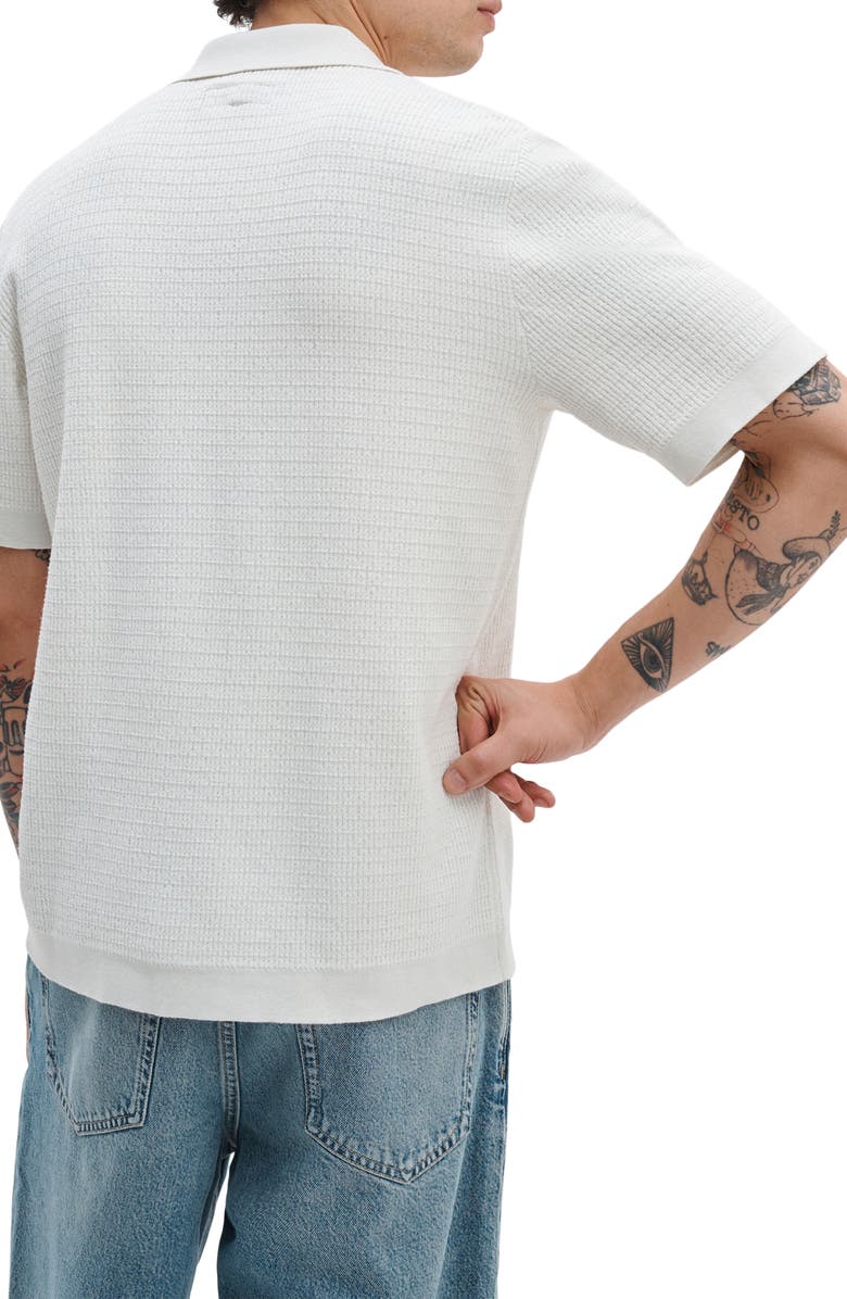 rag & bone Harvey Block Stitch Camp Shirt, Alternate, color, Chalk