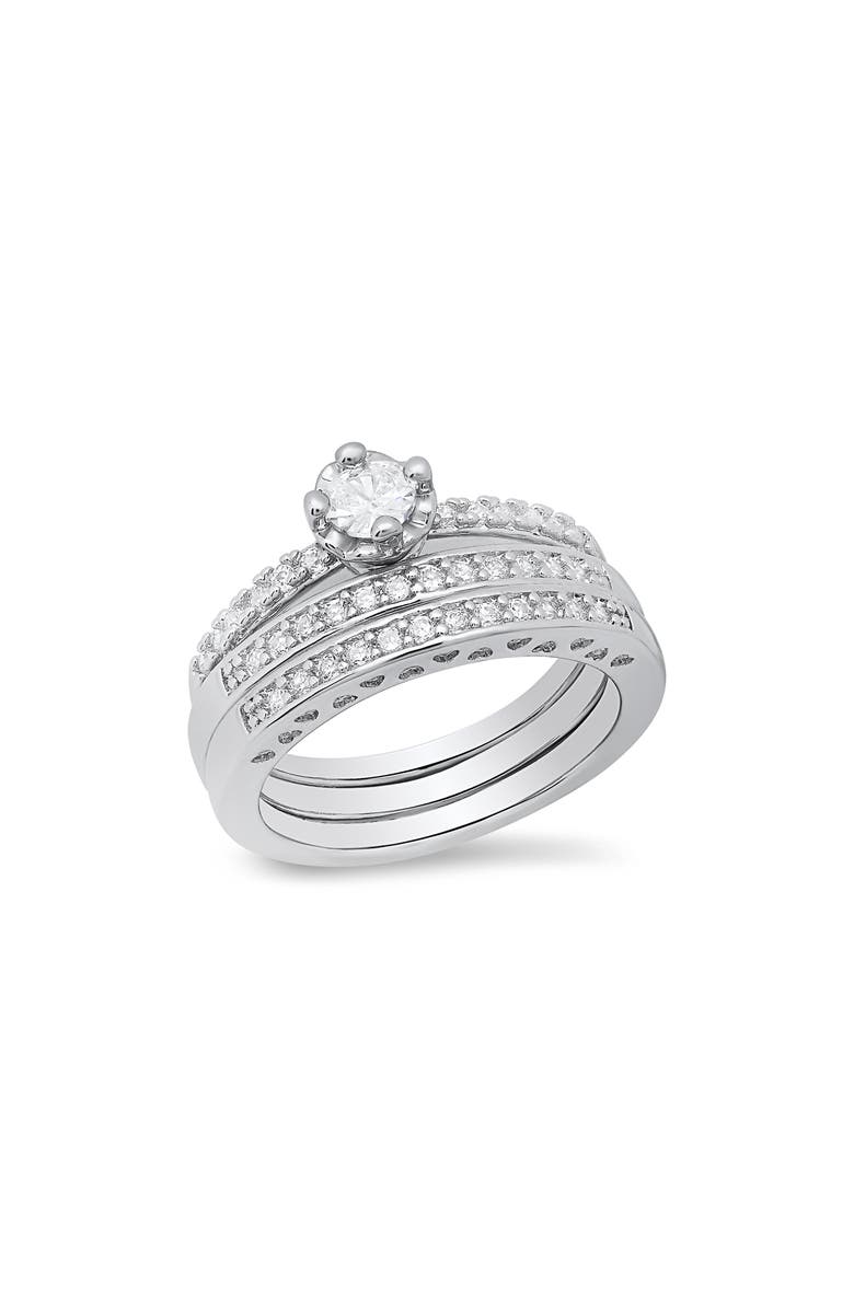 HMY JEWELRY Simulated Diamond Ring, Main, color, Silver