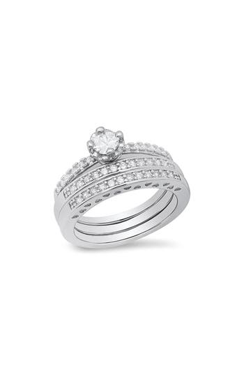 Hmy Jewelry Simulated Diamond Ring In Silver