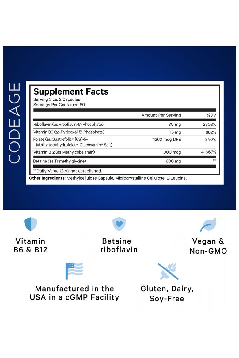 Methylfolate B Complex - Folate Riboflavin B6 & B12, Alternate, color, White