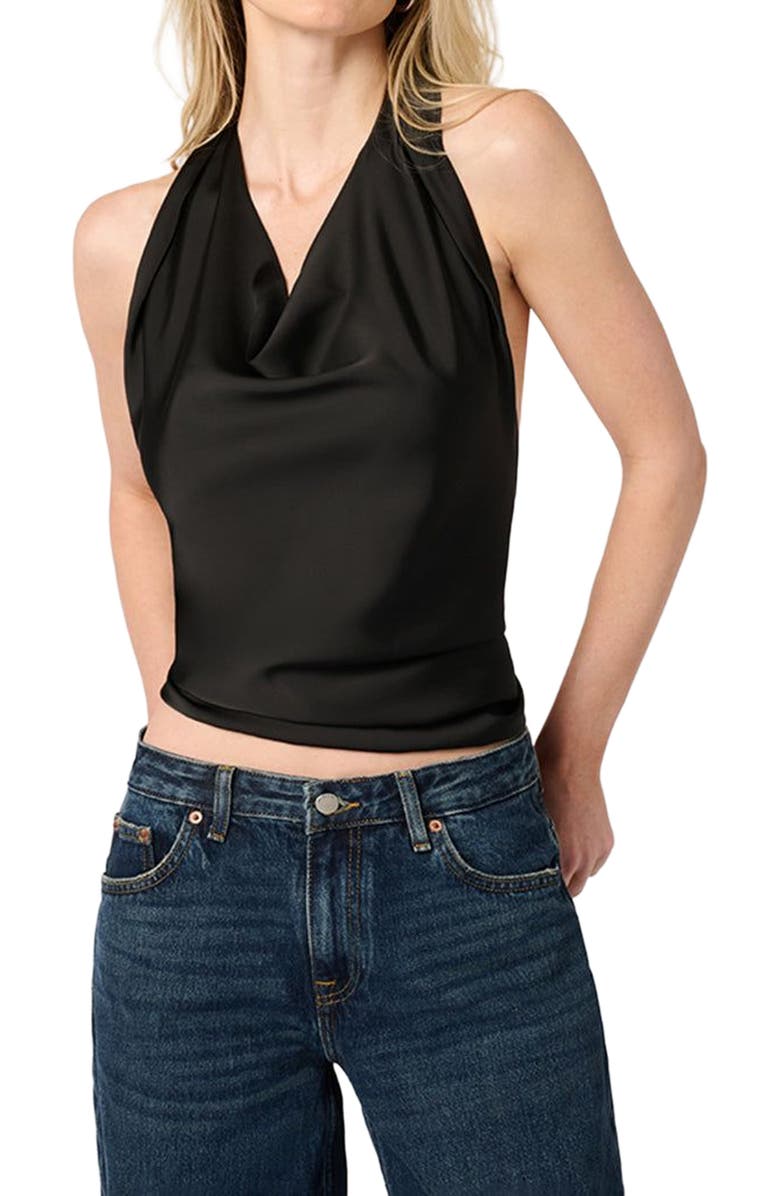 WeWoreWhat Halter Cowl Neck Top, Alternate, color, Black