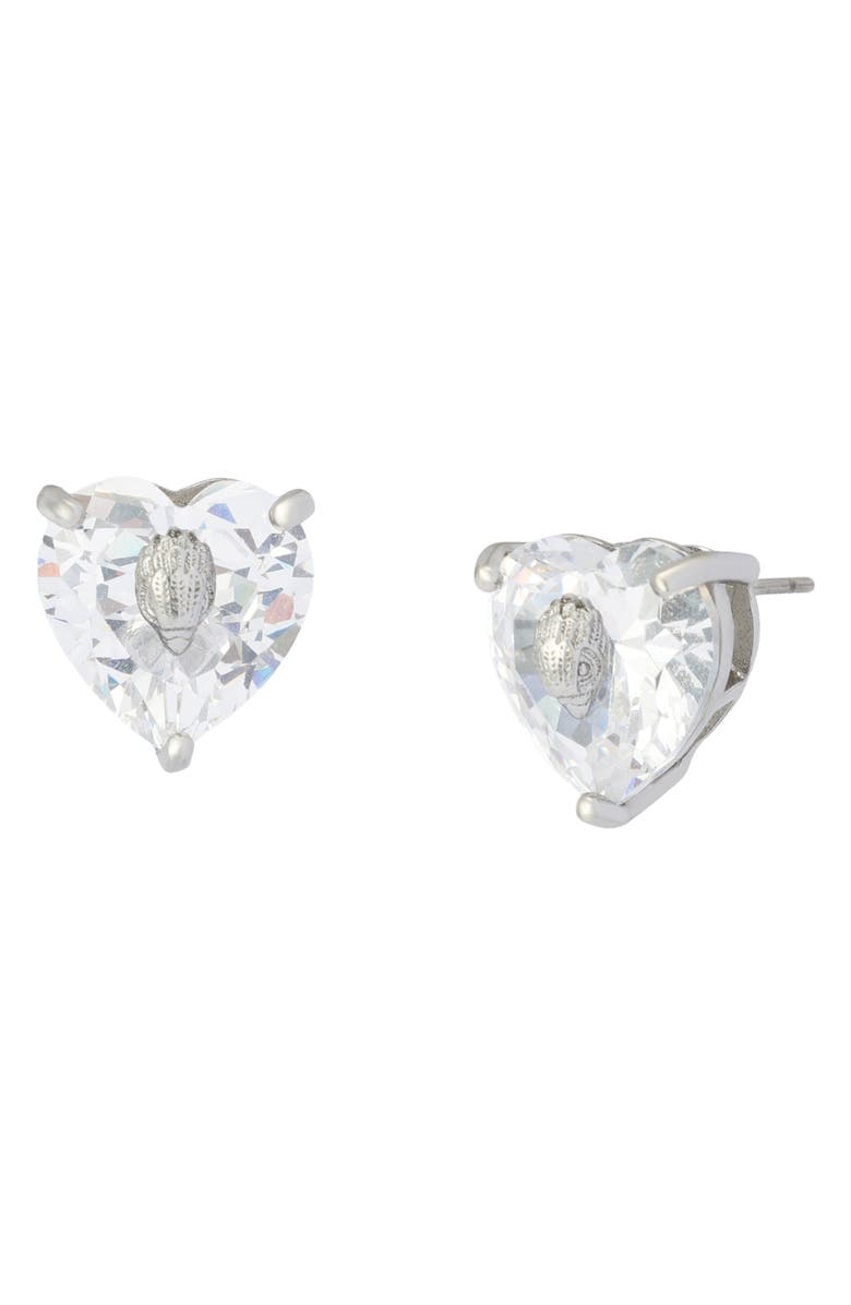 Kurt Geiger London Crystal Heart Stud Earrings, Main, color, Rhodium/ Crystal