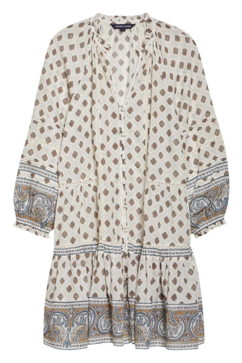 Belissa Puff Sleeve Cotton Blend Dress, Alternate, color, DOVE MULTI