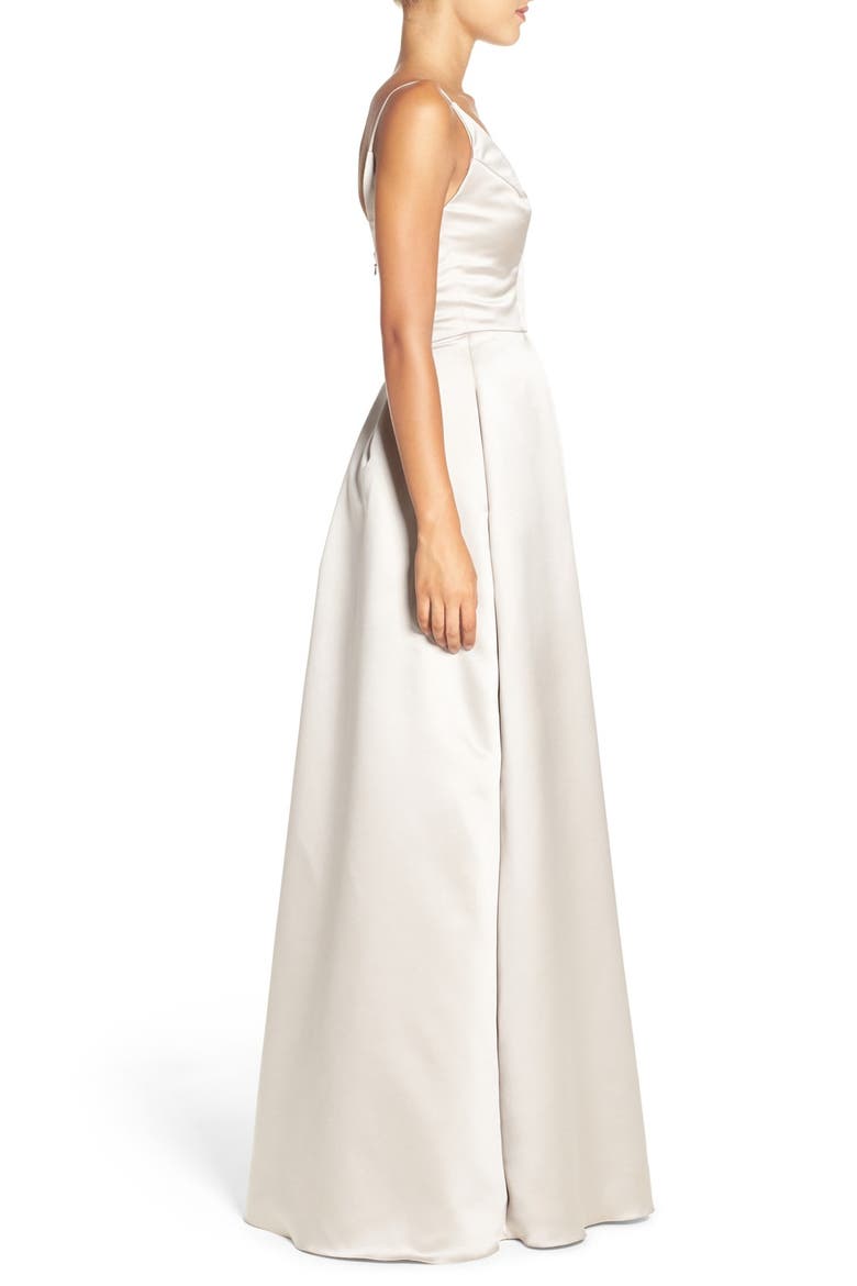 Sweetheart Neck Satin A-Line Gown, Alternate, color, CANDELIGHT