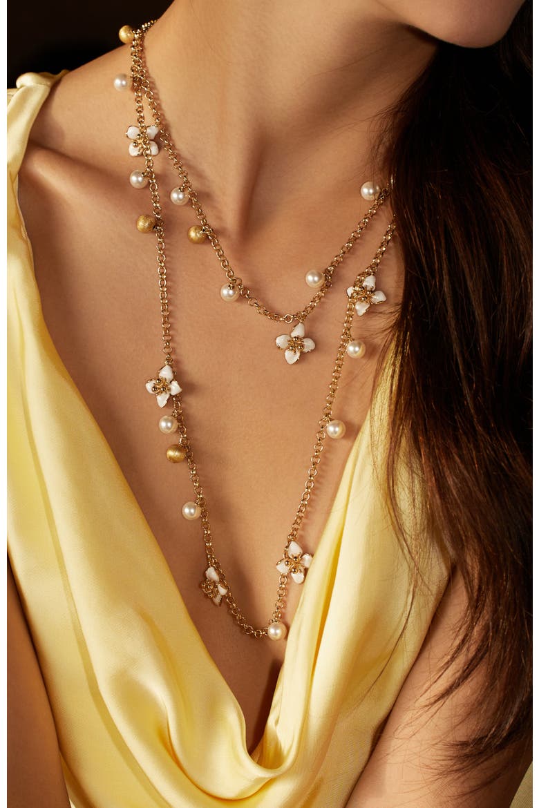 Iris Blossom Necklace, Alternate, color, White & Gold